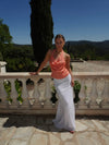 Rannvá satin halterneck top – Orange