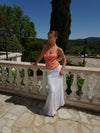 Rannvá satin halterneck top – Orange
