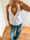 Scandivv halterneck top with ties - White