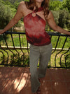 Edla halterneck top - Red/brown