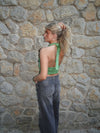 Frida halterneck top with open back – Green