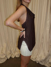 Laticha halterneck top with lace - Brown