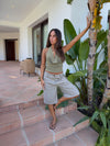 Martha halterneck top with glitter – Khaki
