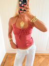 Scandivv halterneck top with ties - Dusty red