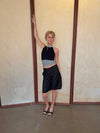 Debby halterneck top with stripes - Black/white