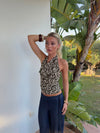 Susiana top with floral print – Green/off white