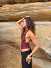Mira halterneck top with glitter - Rust