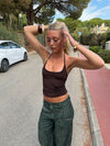 Brooks top with pearls - Brown