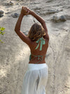 Lumi halterneck top with sequins – Light green