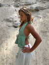 Lumi halterneck top with sequins – Light green