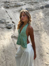 Lumi halterneck top with sequins – Light green