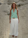 Lumi halterneck top with sequins – Light green