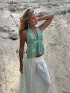 Lumi halterneck top with sequins – Light green