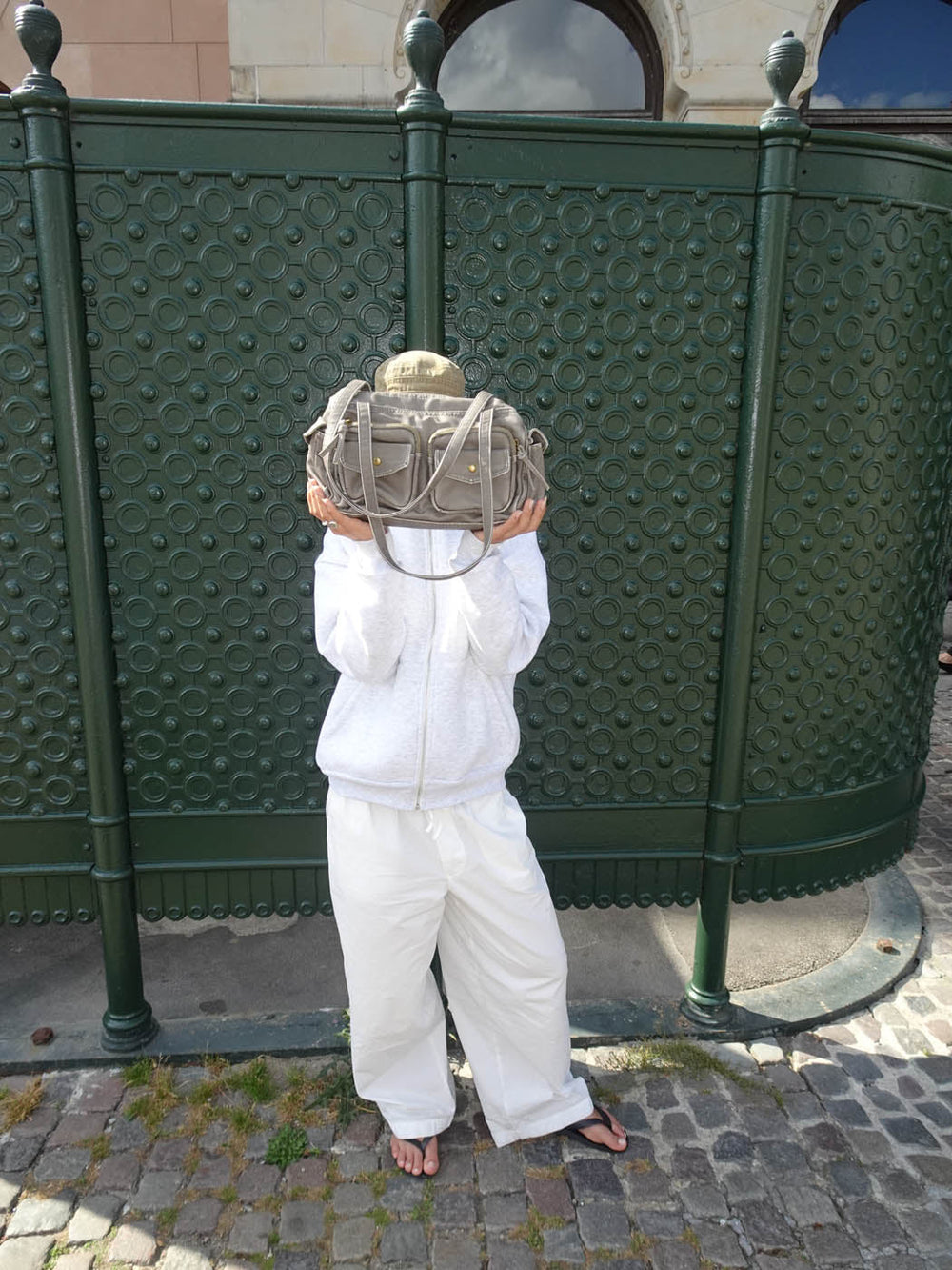 Becky handbag with pockets - Brown/grey