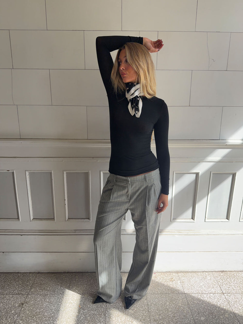Ellen herringbone pants - Grey