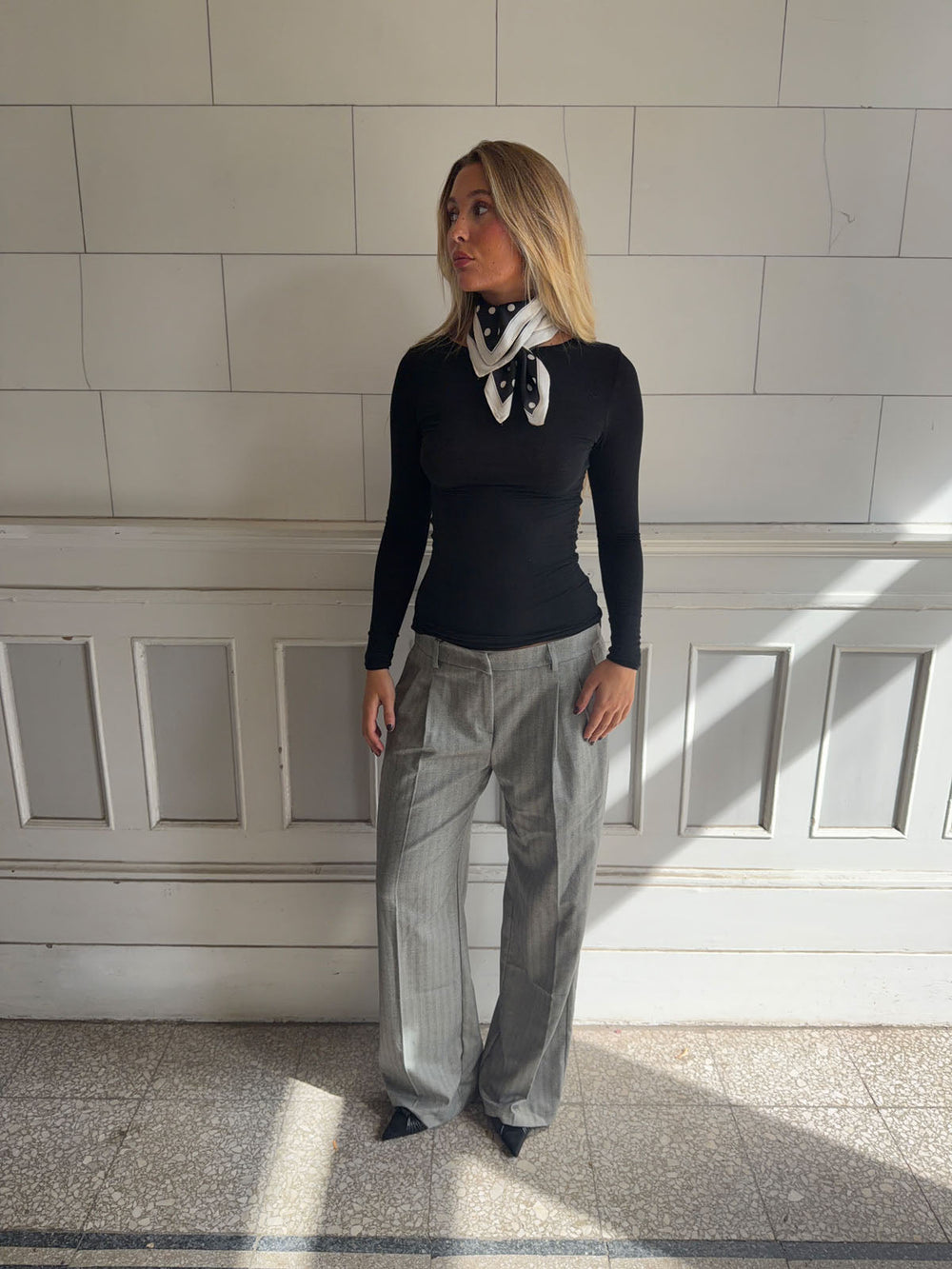 Ellen herringbone pants - Grey