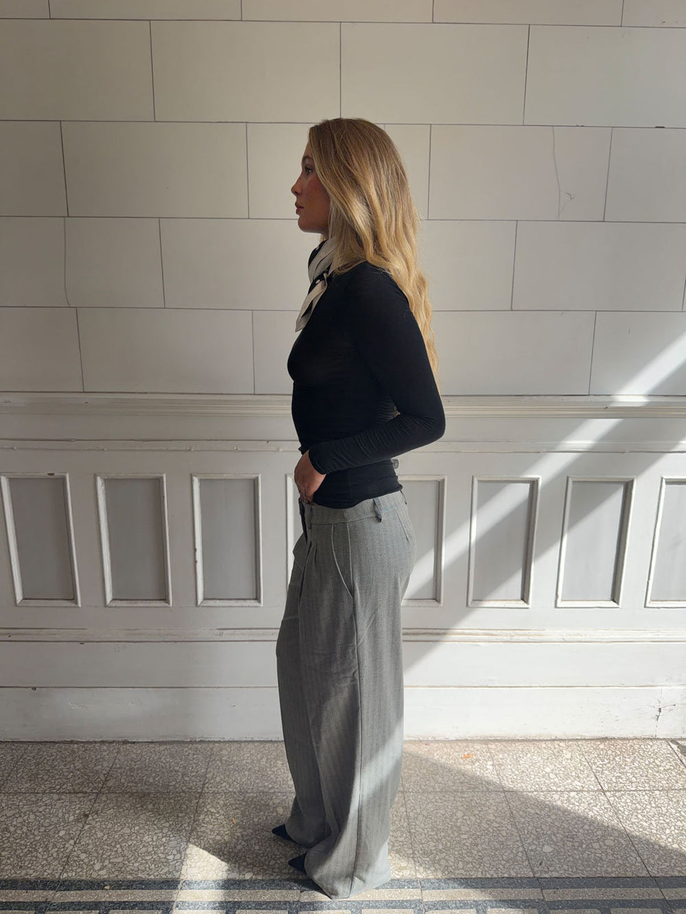 Ellen herringbone pants - Grey