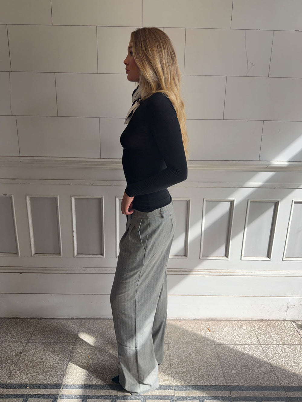 Ellen herringbone pants - Grey