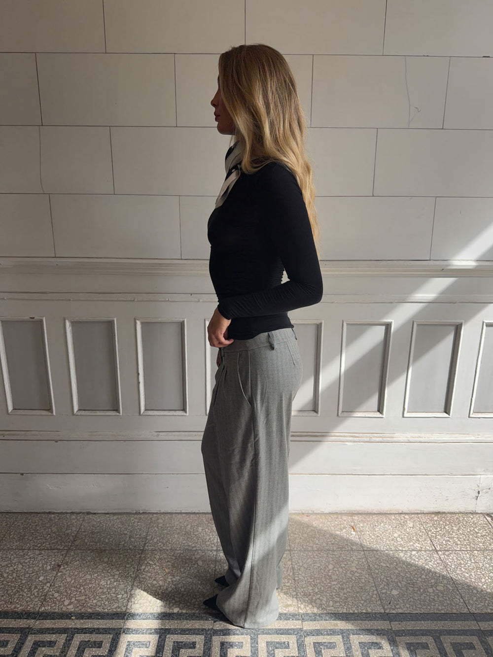 Ellen herringbone pants - Grey
