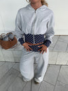May hoodie with polka dots - Grey/navy/white