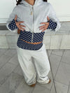 May hoodie with polka dots - Grey/navy/white