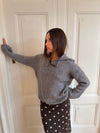 Gregina knitted hoodie with zip - Grey
