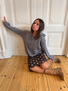 Gregina knitted hoodie with zip - Grey