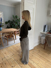 Isaline ribbed hoodie with zip - Brown