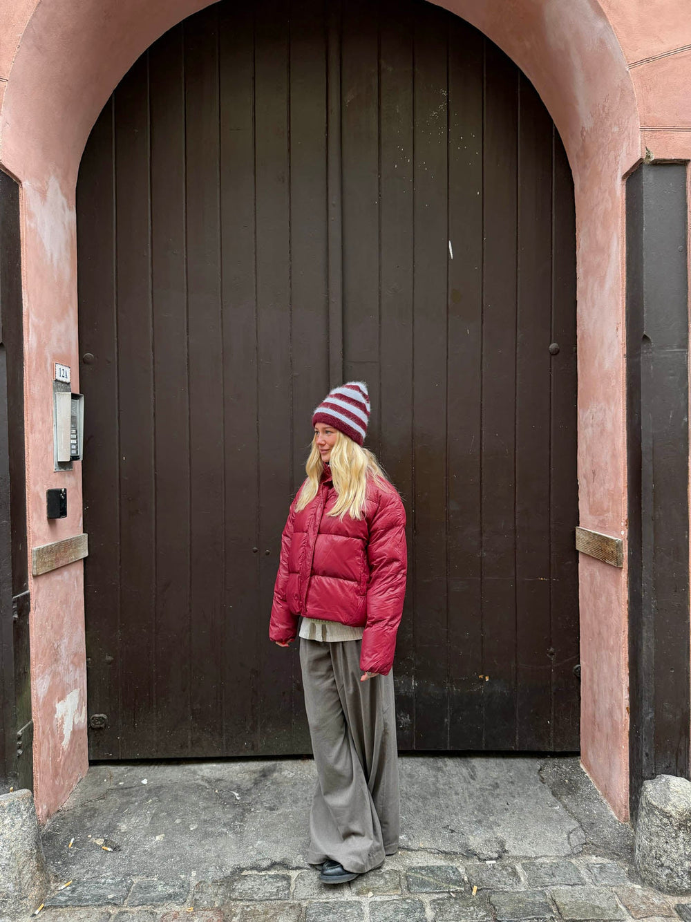 Zoe beanie - White/red