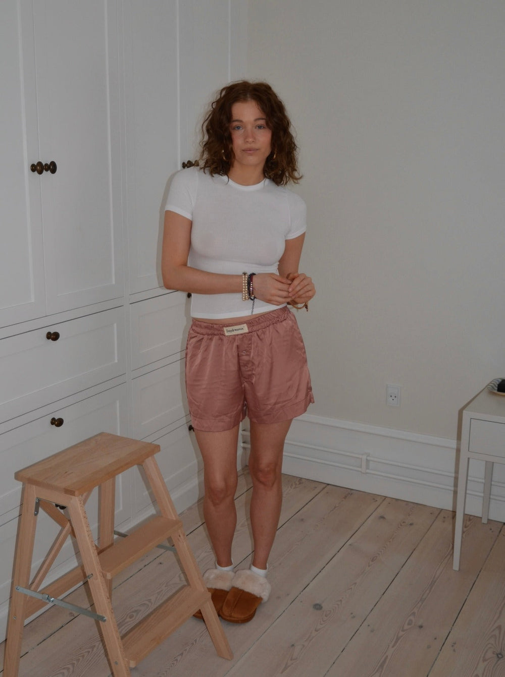 "Day dreamin´" satin pajamas shorts - Rose pink