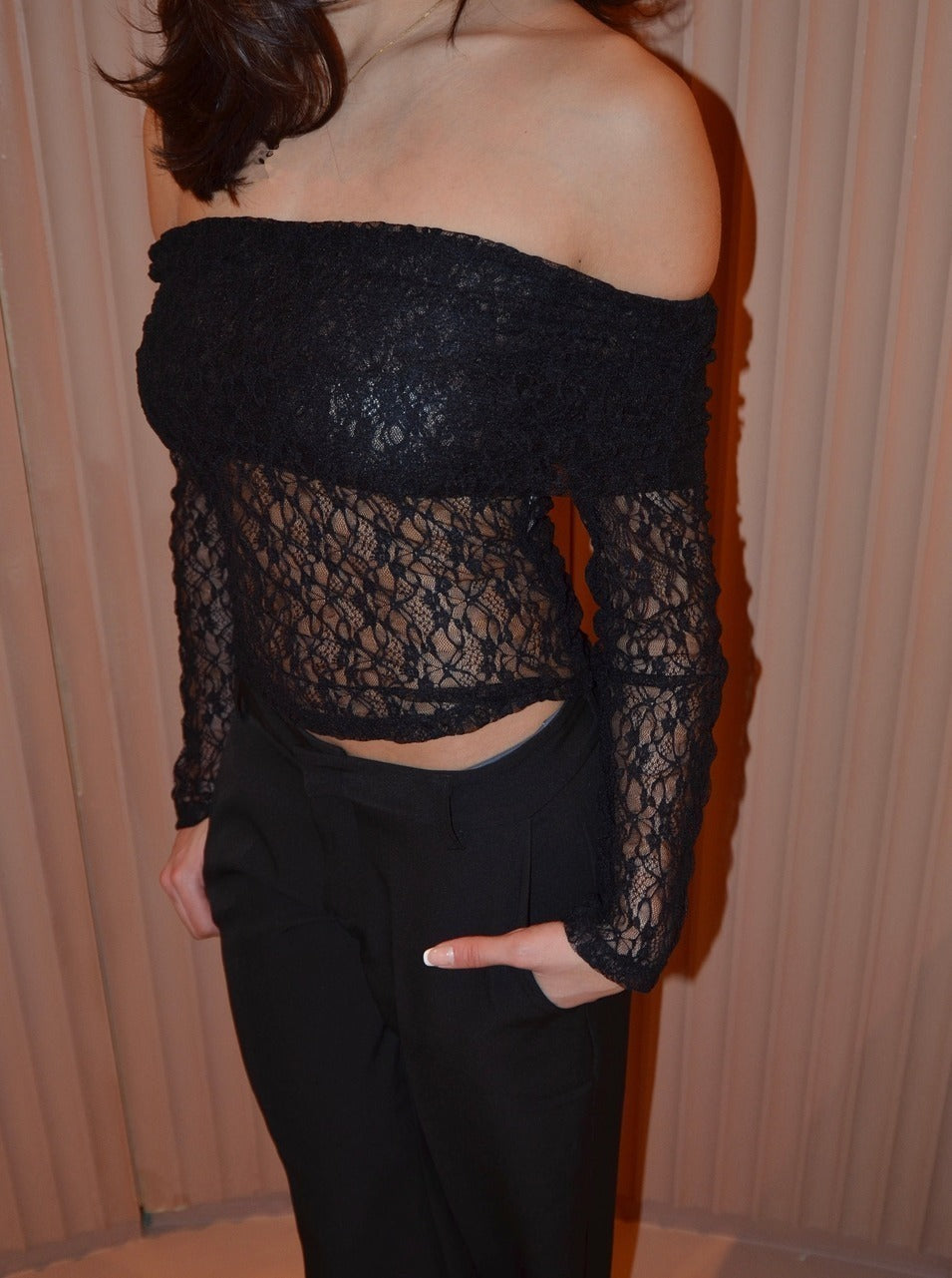Jennie lace off shoulder blouse - Black