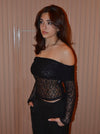 Jennie lace off shoulder blouse - Black