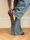 Tovea Split Toe Ballerina with Polka Dots - Brown/White