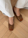 Gina ballerina with suede tip - Brown