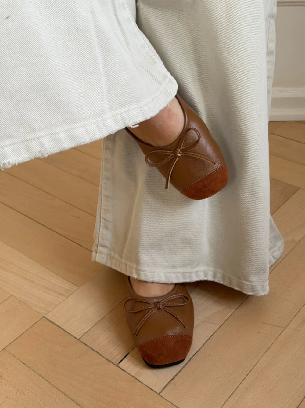 Gina ballerina with suede tip - Brown