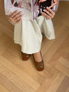 Gina ballerina with suede tip - Brown