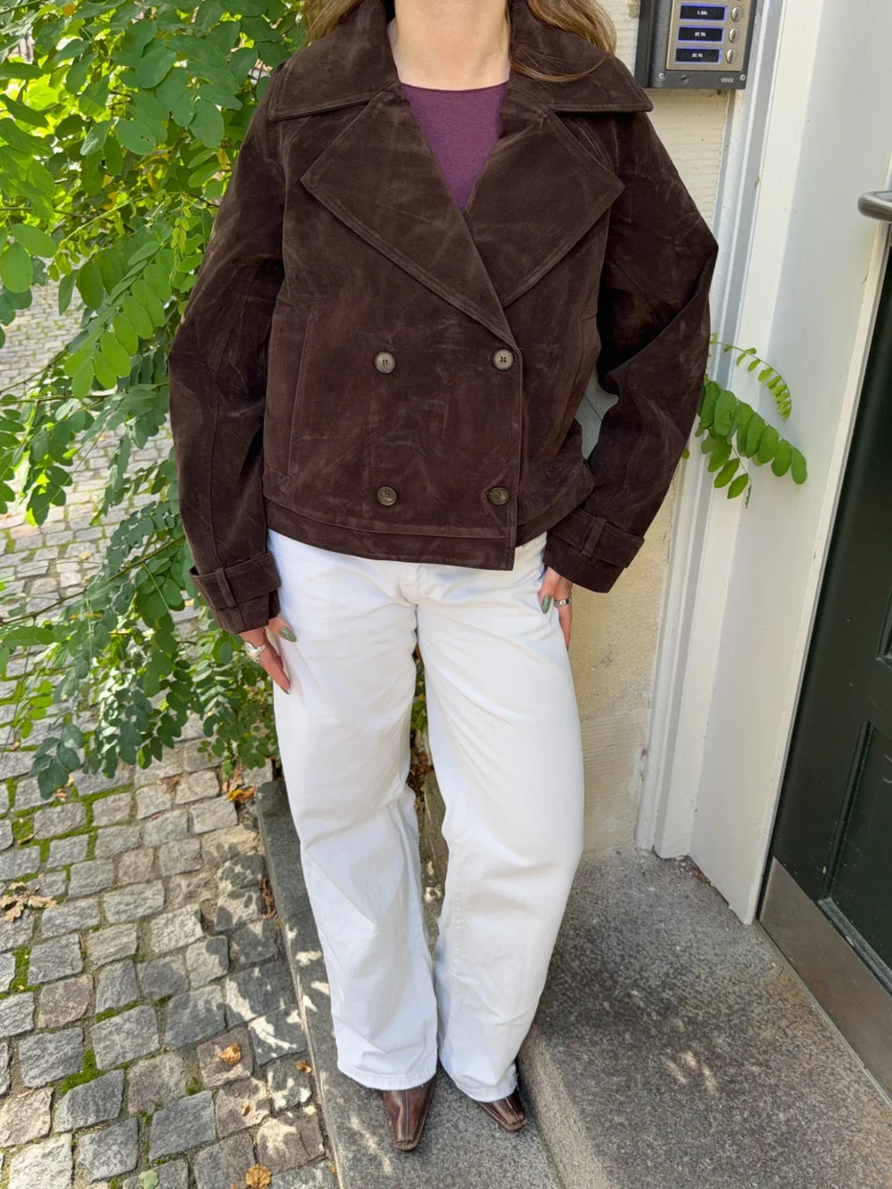 Rosie suede jacket - Dark brown