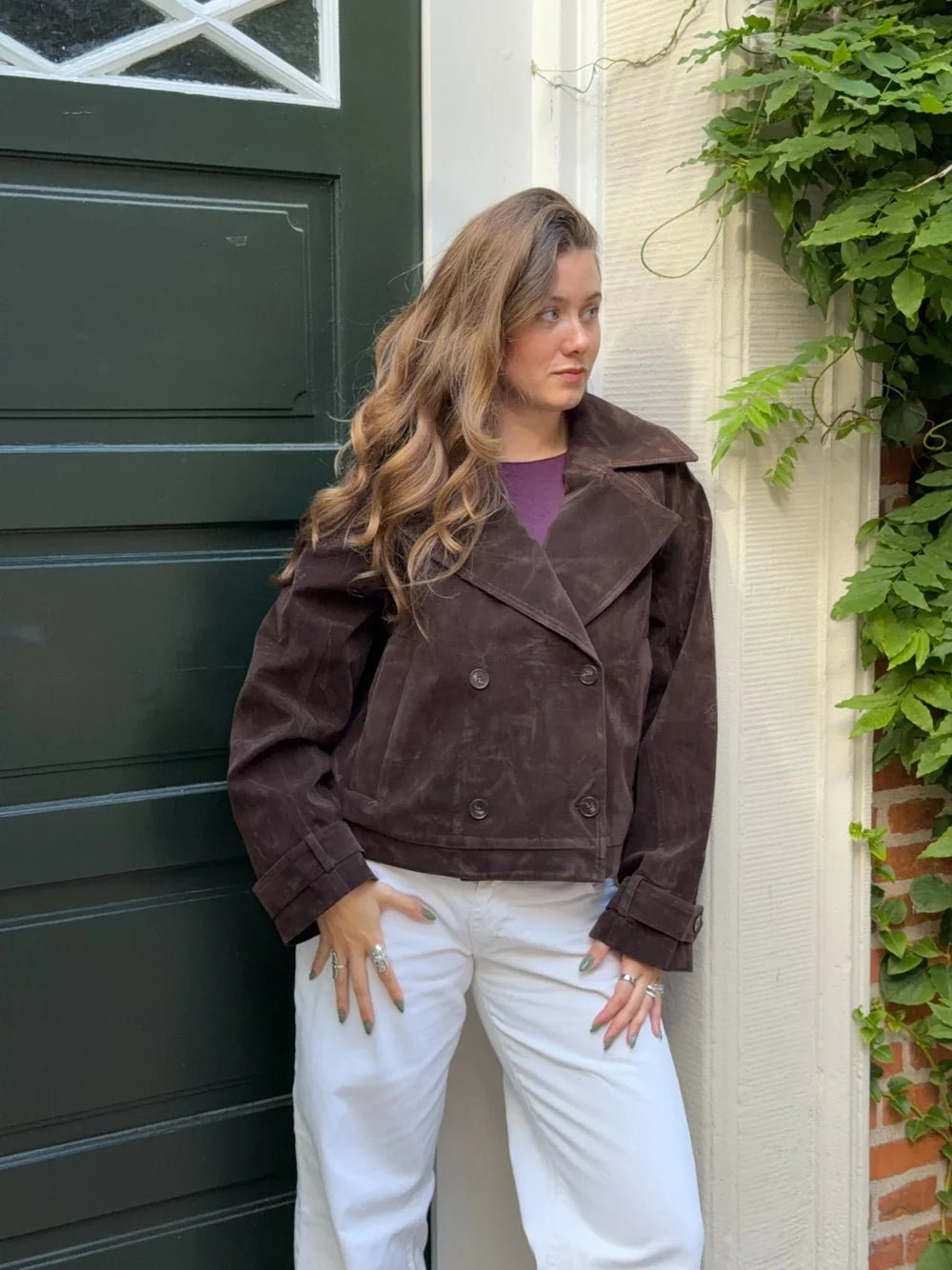 Rosie suede jacket - Dark brown