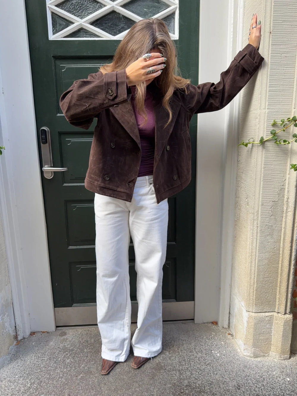 Rosie suede jacket - Dark brown