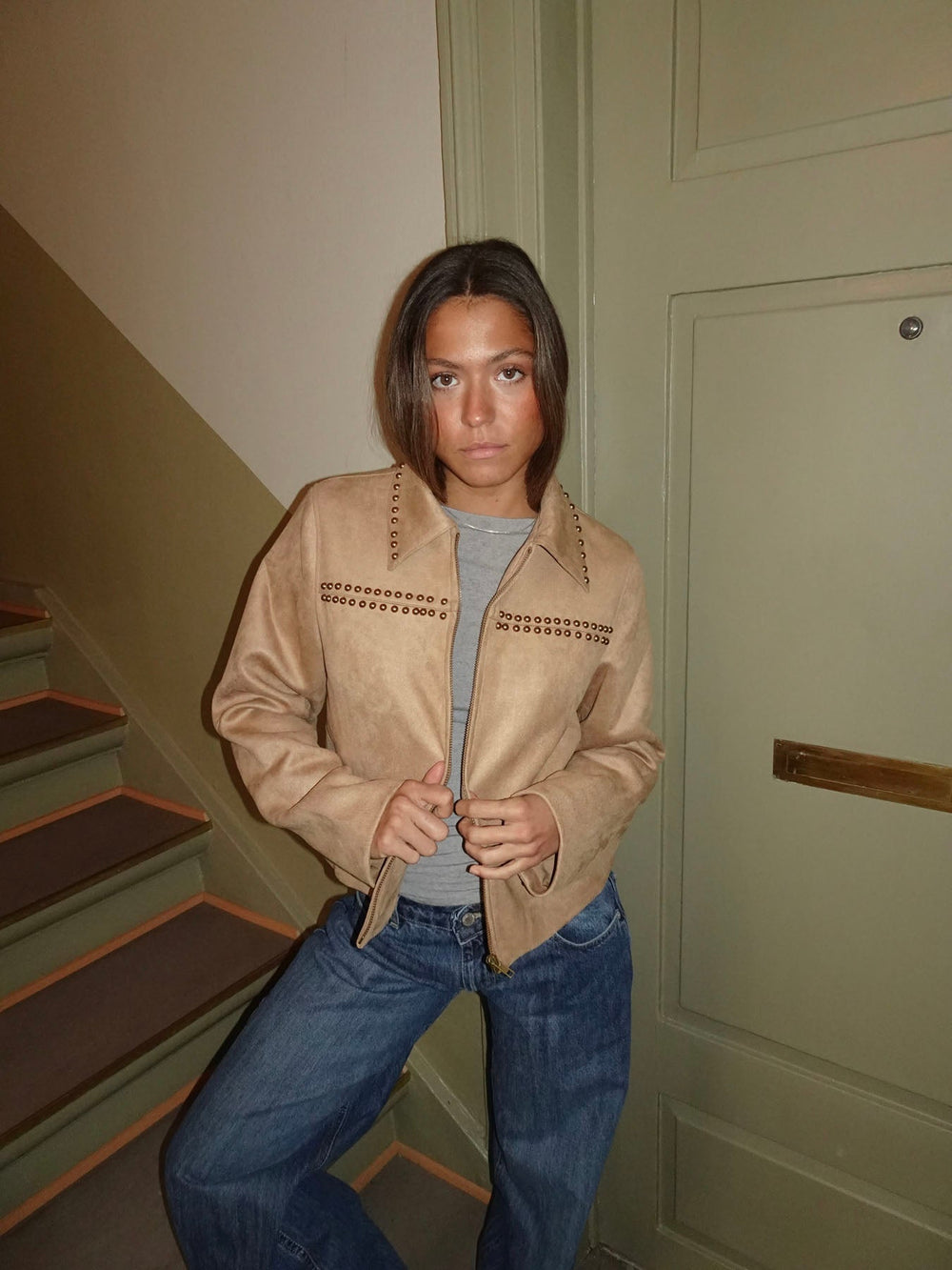 Camela jacket with studs - Beige