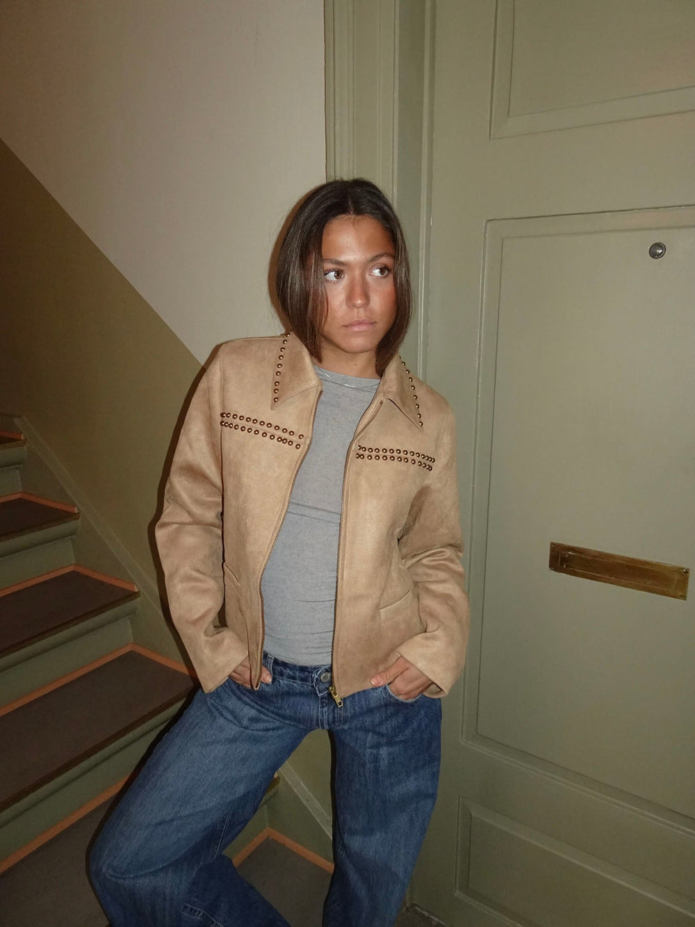Camela jacket with studs - Beige