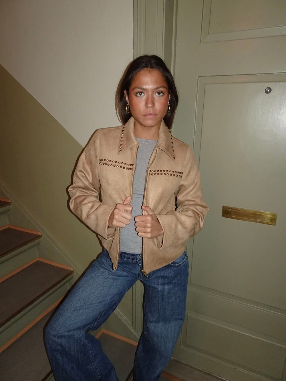 Camela jacket with studs - Beige