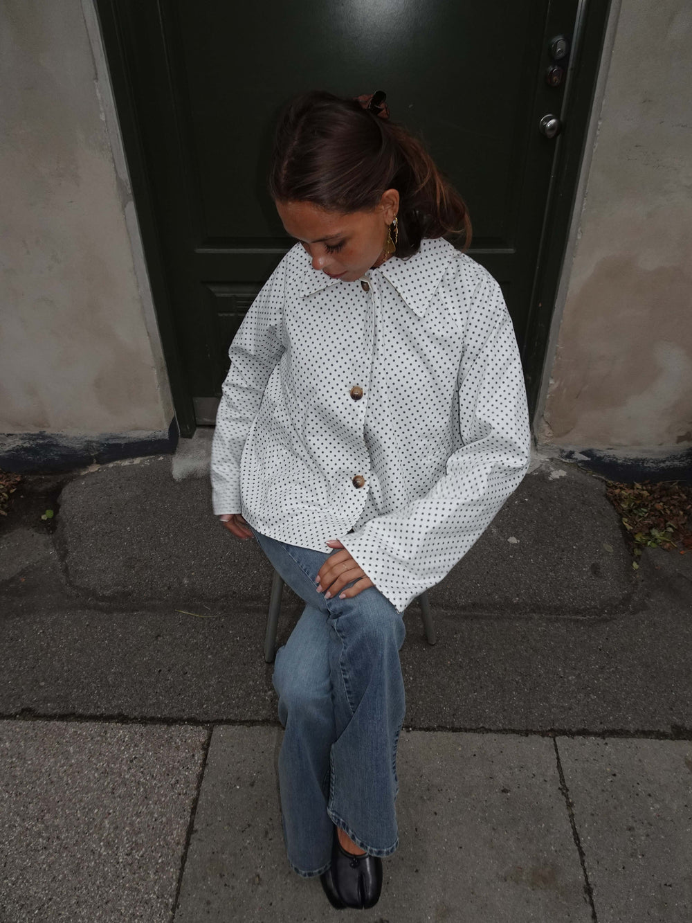 Dolly jacket with polka dots - White