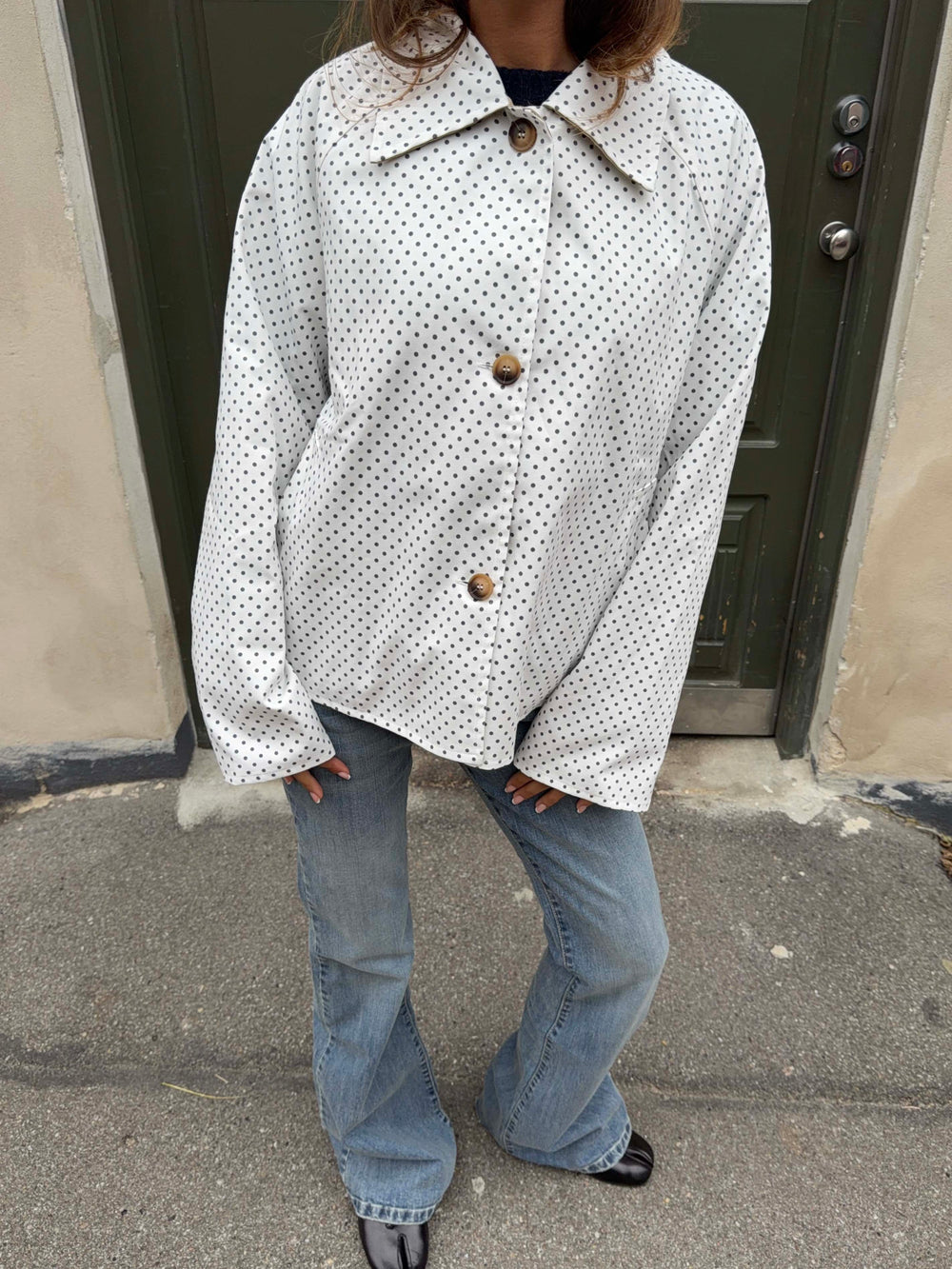 Dolly jacket with polka dots - White