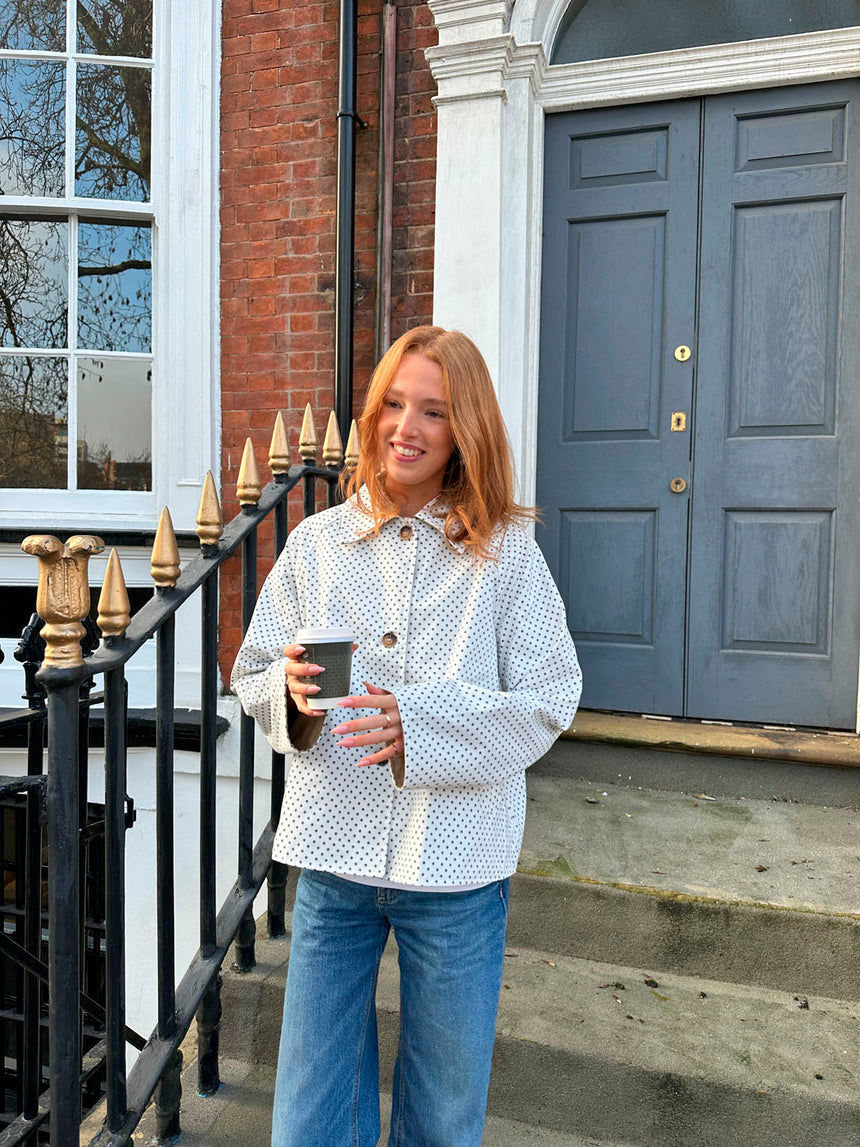 Dolly jacket with polka dots - White