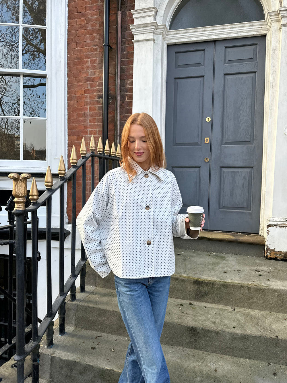 Dolly jacket with polka dots - White
