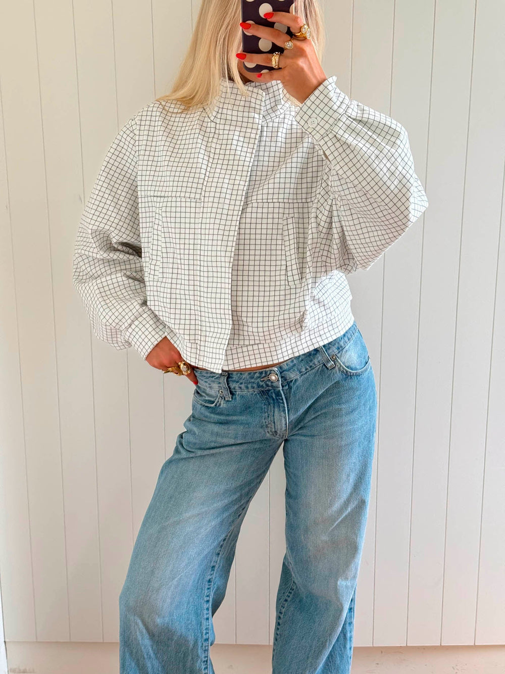 Scandivv jacket with checkers - White