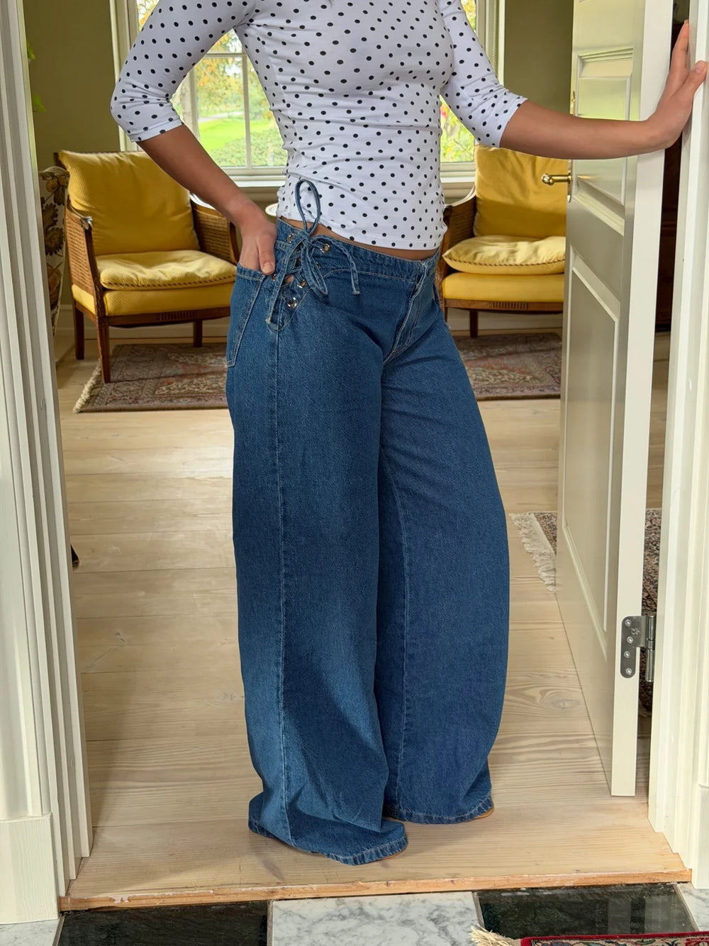 Candice jeans with ties - Blue