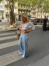 Vigga striped trousers – Light blue/white