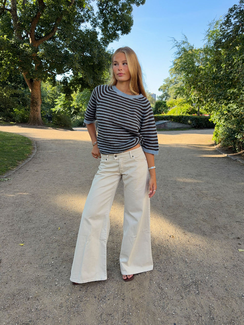 Hedda wide leg jeans – Beige